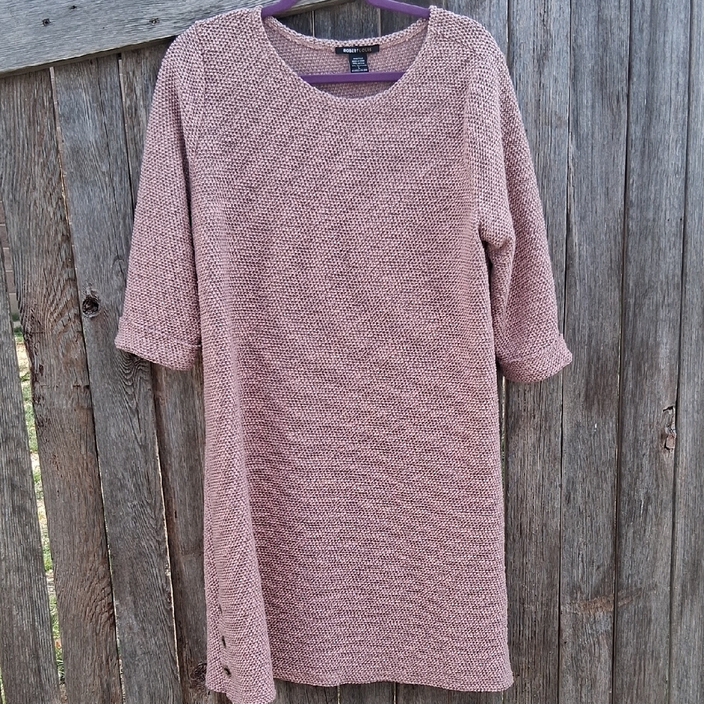 Robert Louis Size Large Dusty Rose Knit Tunic Dress